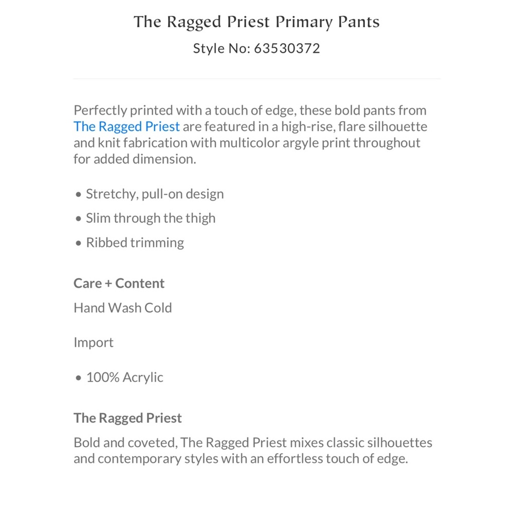The Ragged Priest Primary Pant - Picture 2 of 9